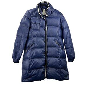 Moncler Women’s US 8/EU 44 Shiny Down Puffer Jacket Coat Blue Parka  Full Zip